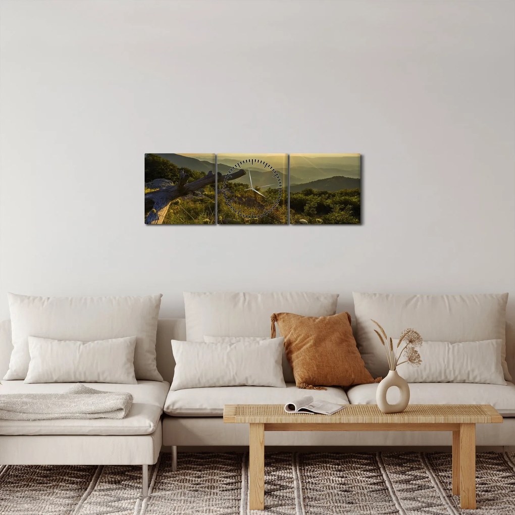 Obraz - Výhľad do okolia (s hodinami) (90x30 cm)