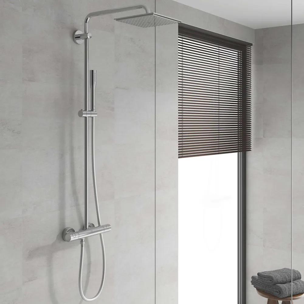 GROHE Vitalio Joy nástenný sprchový systém s termostatom, horná sprcha 1jet Eco Joy 230 x 230 mm, tyčová ručná sprcha 1jet, chróm, 26365000