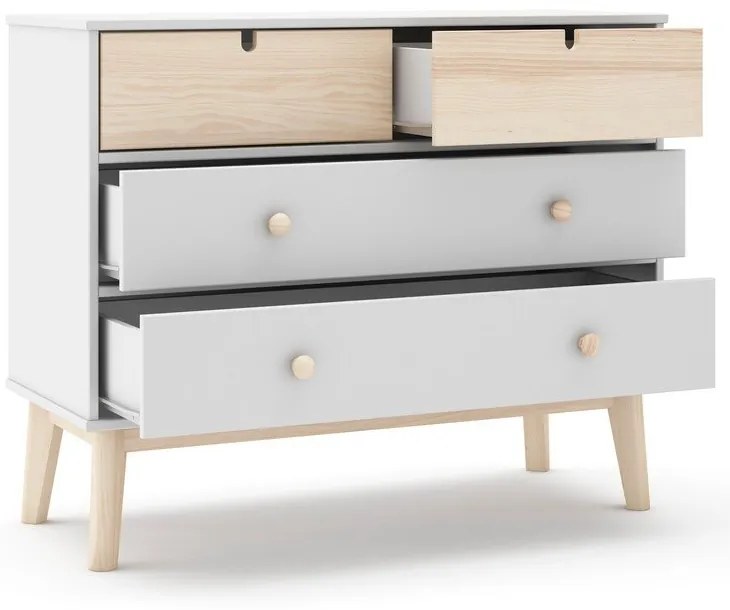 Biela nízka detská komoda 100x81 cm Estefania – Marckeric