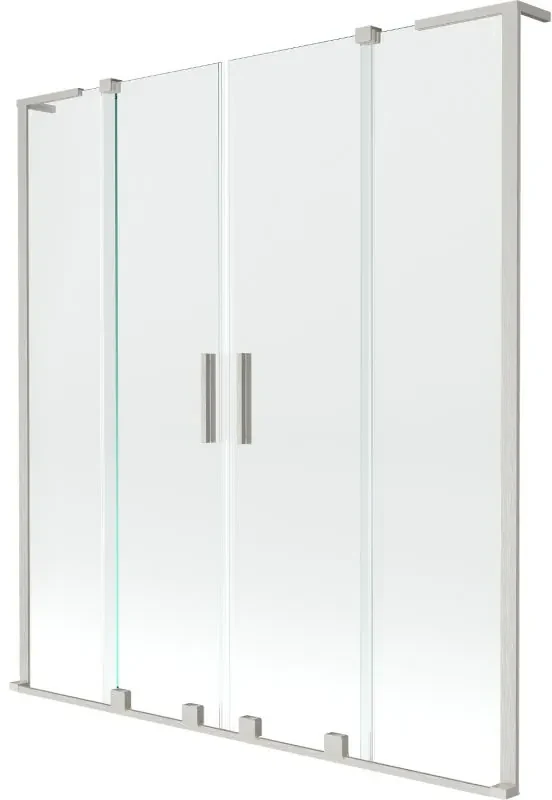 Mexen Velar L Duo, 2-krídlová posuvná vaňová zástena 160 x 150 cm, 8mm číre sklo, brúsená oceľ, 896-160-003-02-97