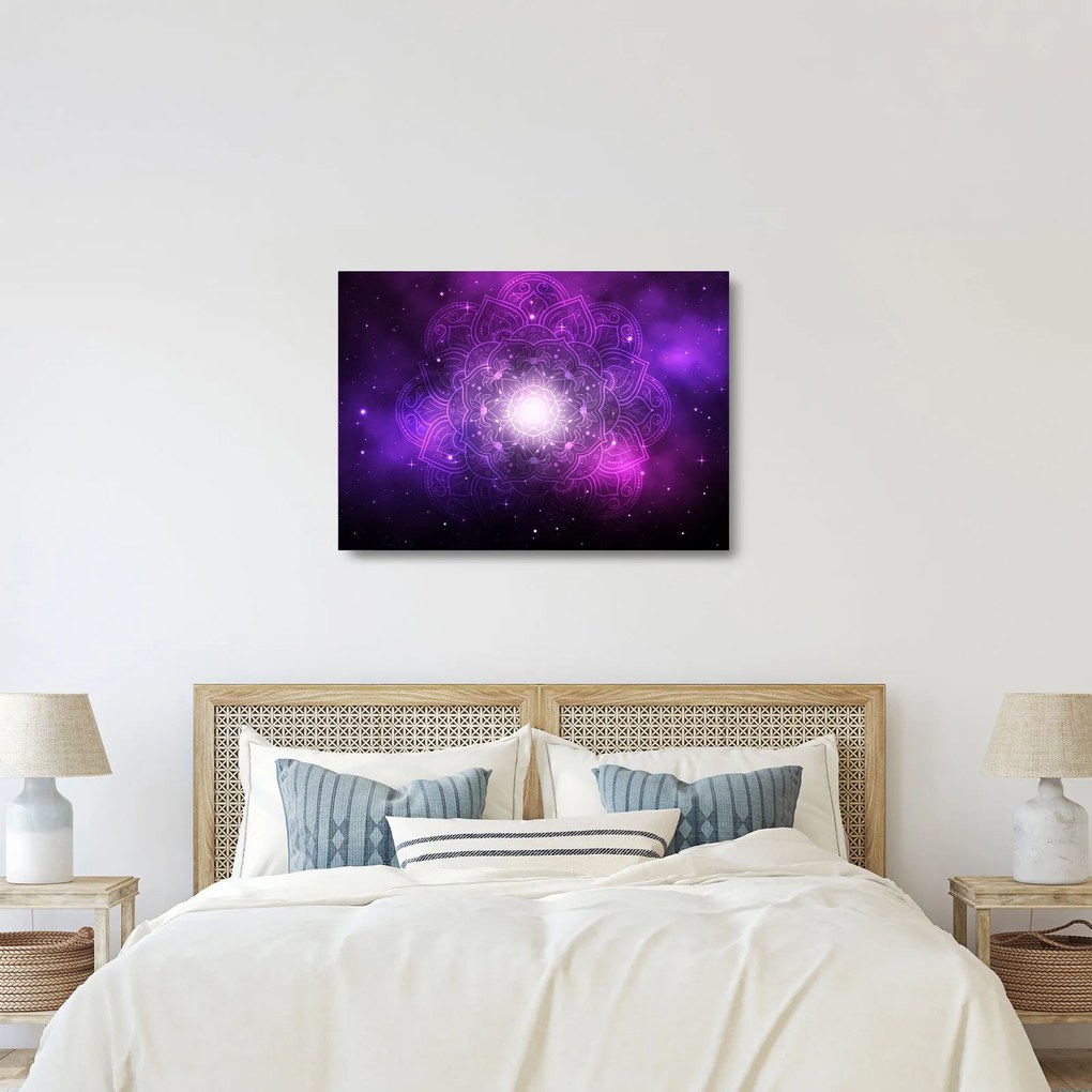 Sklenený obraz fialové abstrakcie (70x50 cm)