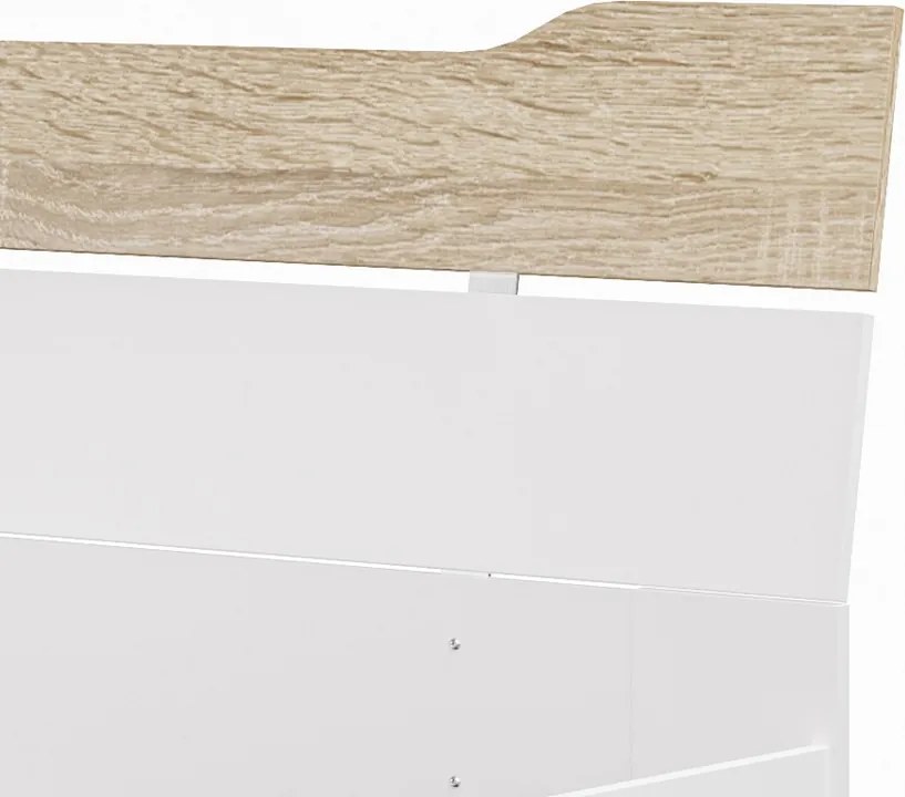 Posteľ s úložnými zásuvkami Asko 180x200 cm, biela/dub sonoma