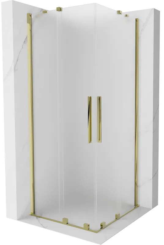 Mexen Velar Duo, sprchový kút s posuvnými dverami 80 x 80 cm, 8mm sklo námraza, zlatá lesklá, 871-080-080-32-50