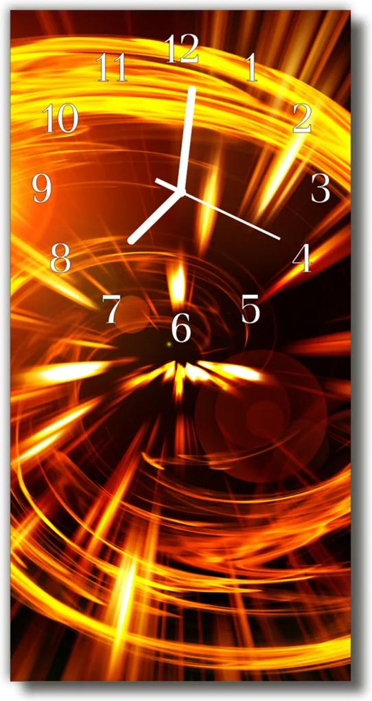 Sklenené hodiny vertikálne  Zlaté oranžovej abstrakcie