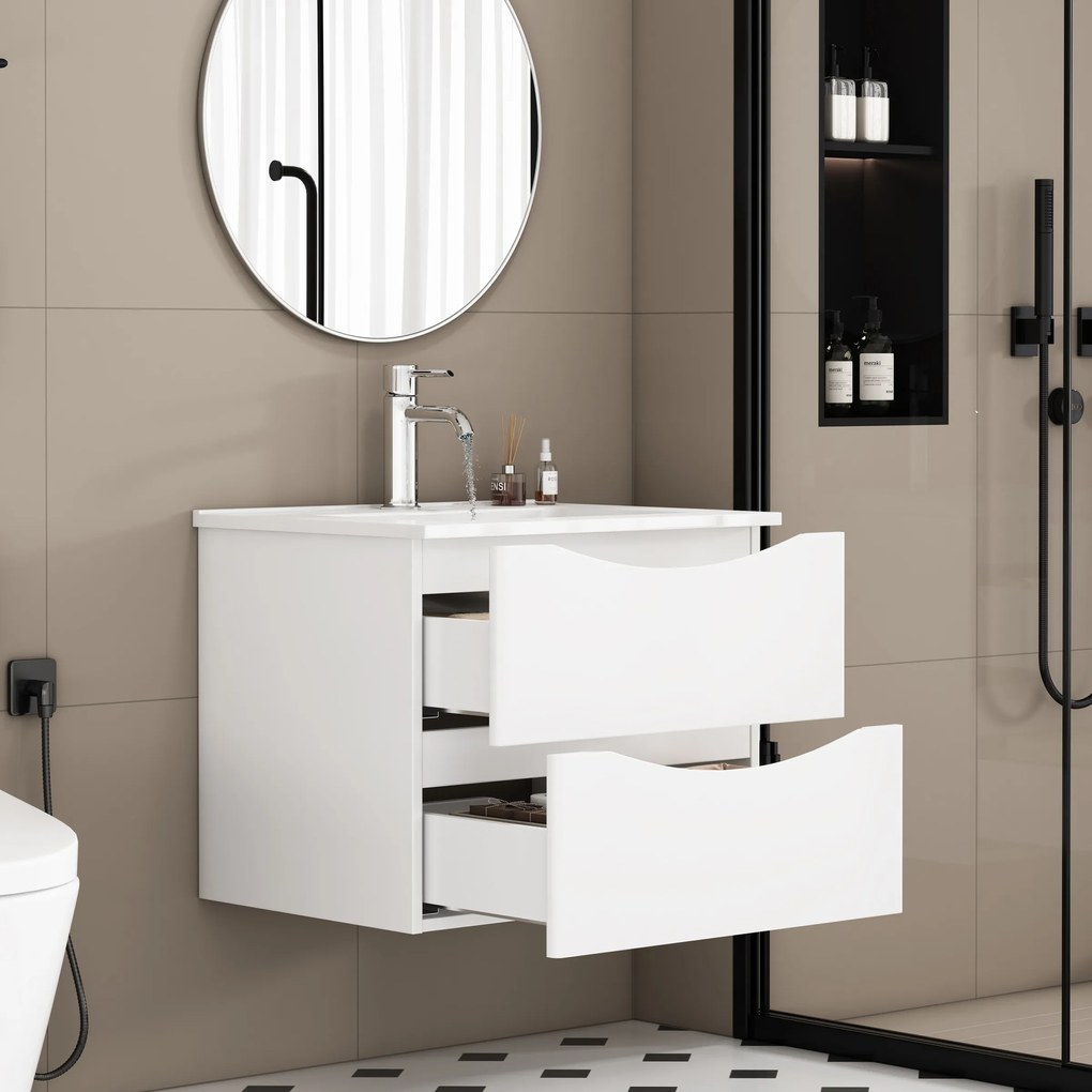 Závesná skrinka pod umývadlo Houseland Bravio 60 cm biela