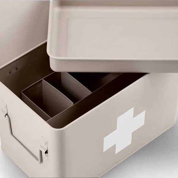 Lekárnička, kovový box na lieky, 2v1, béžová, MEDICINE XL 32x20x20