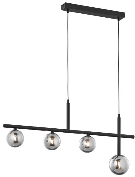 Jupiter 1908 - Závesné svietidlo na lanku NEPTUN 4xG9/14W/230V čierna/dymová sivá