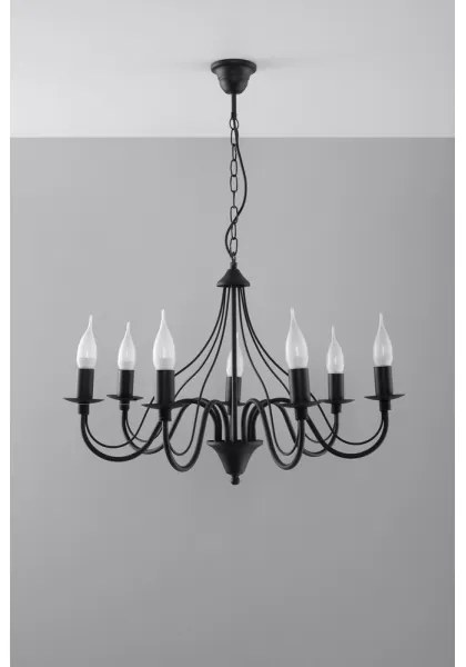 Luster na reťazi MINERWA 7 7xE14/40W/230V čierna