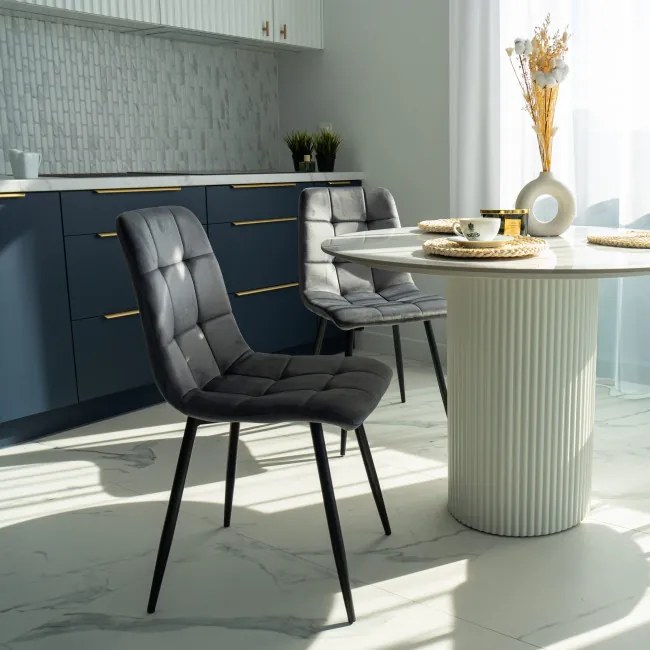Jedálenská stolička DENVER zamatová, čierna / grafitová