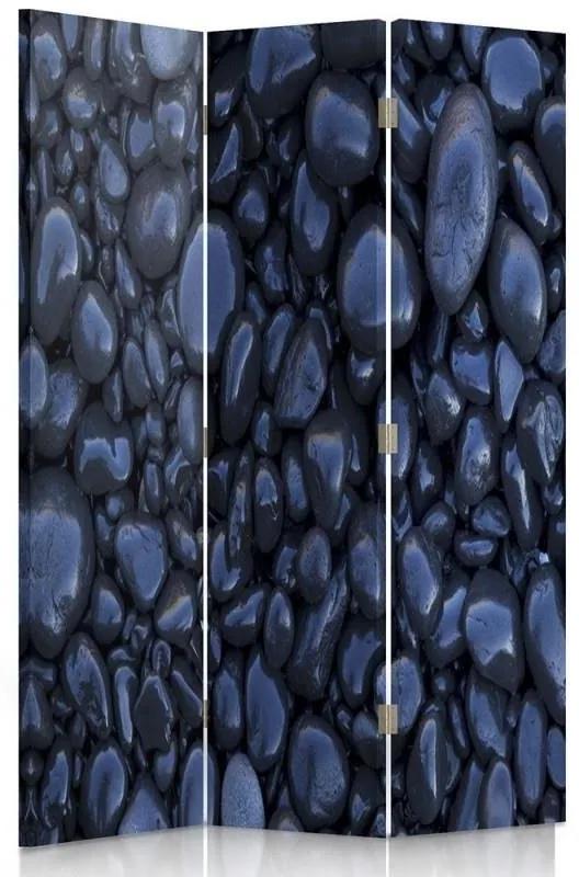Ozdobný paraván Zen Stones Blue - 110x170 cm, trojdielny, obojstranný paraván 360°