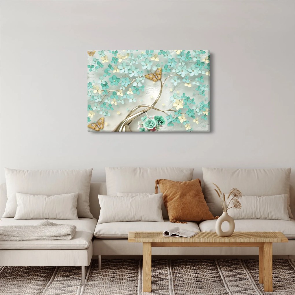 Obraz kvety s motýľmi (90x60 cm)
