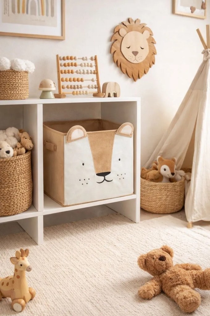 Úložný box Lion, 29x29x29 cm, hnedá