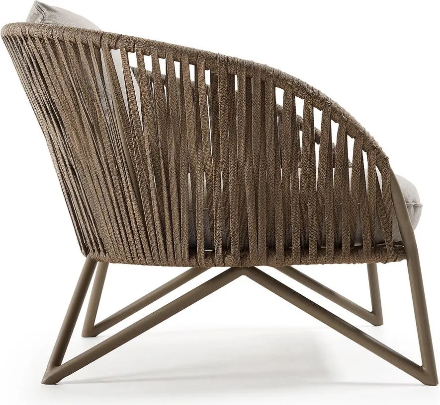 Svetlosivé/hnedé kovové záhradné kreslo Branzie – Kave Home