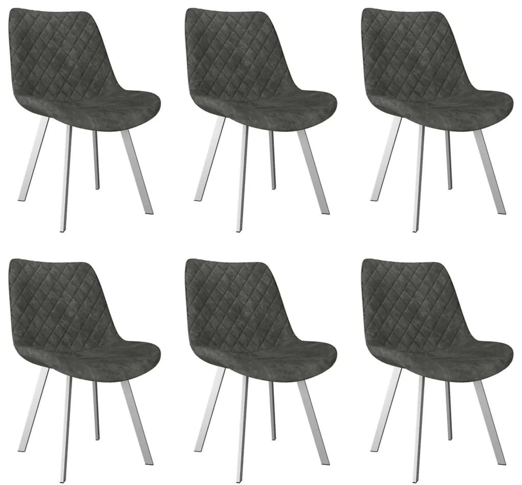 vidaXL Jedálenské stoličky 6 ks, sivé, umelý semiš