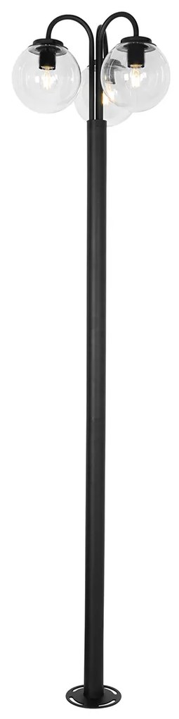 Lampa svietidlo čierna s priehľadným sklom 200 cm 3-svetlo IP44 - Sfera