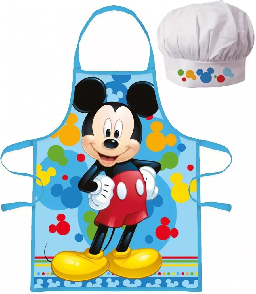 Detská / chlapčenská zástera s kuchárskou čiapkou Mickey Mouse - Disney - pre deti 3 - 8 rokov