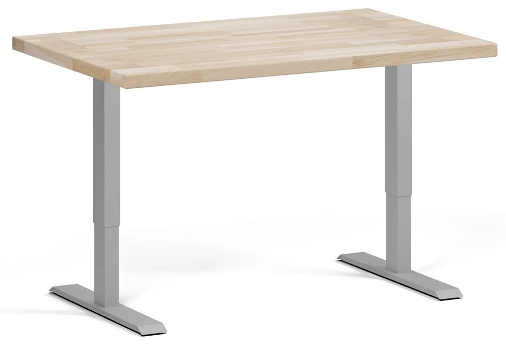 Výškovo nastaviteľný pracovný stôl do dielne, 2 motory, 1200 x 800 x 760-1230 mm, sivá podnož