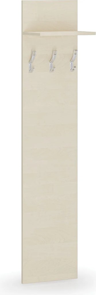 Vešiaková stena HORIZONT, 3 háčiky, polica, roky vodorovne, breza