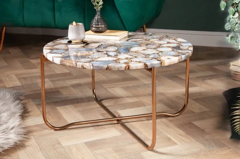 Konferenčný stolík Noble 62cm achát modré zlato
