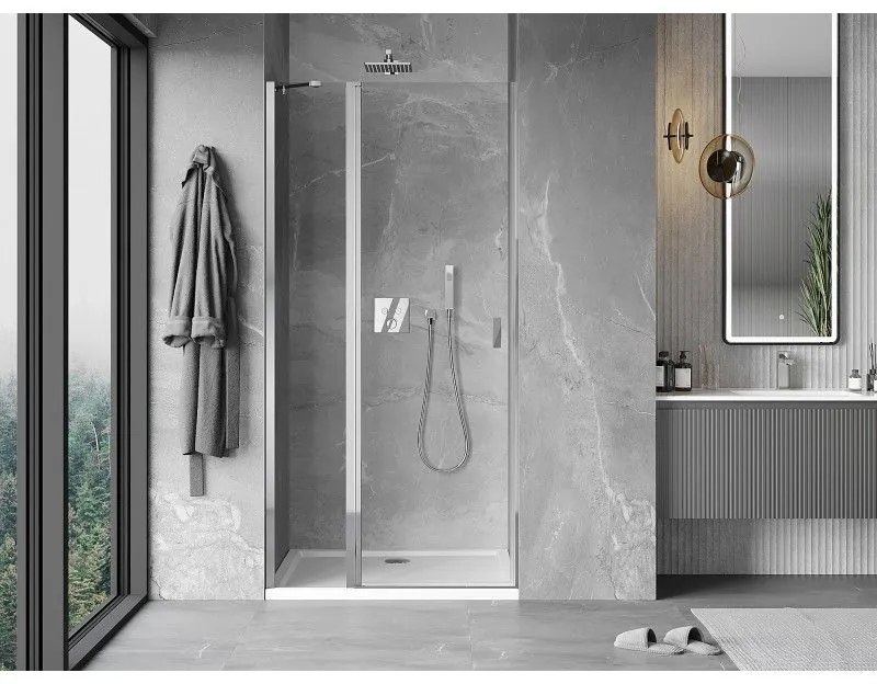 Mexen MIST, 1-krídlové sprchové dvere (1d+1s) 85x200 cm, 6mm číre sklo, chrómový profil, 8A4-085-000-01-00