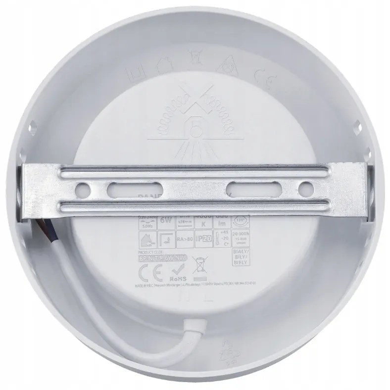 BERGE Prisadený okrúhly LED panel 6W - 660lm - neutrálna farba