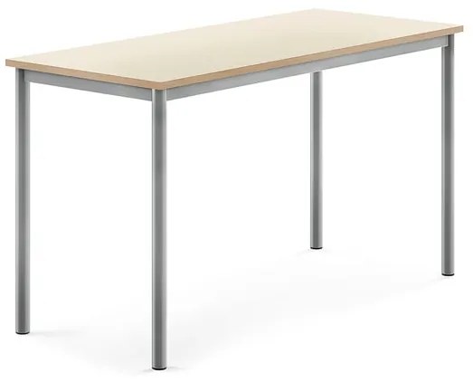 Stôl SONITUS, 1400x600x760 mm, HPL - breza, strieborná