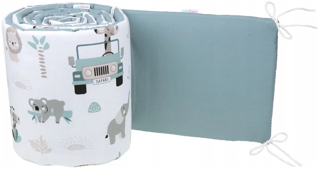 Ochranný mantinel do postieľky 180x30 cm BABYMAM PREMIUM - Na safari/zelená