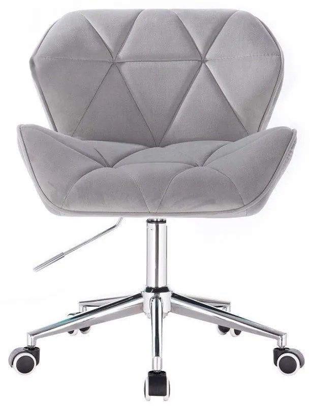 LuxuryForm DESIGN Stolička MILANO VELUR na striebornej podstave s kolieskami - svetlo šedá
