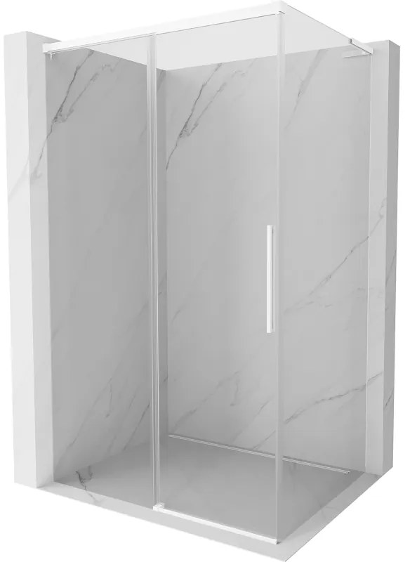 Mexen Rox, L posuvný sprchový kút 105 x 85 cm, 8mm číre sklo, biely profil, 8C2L-105-085-20-00