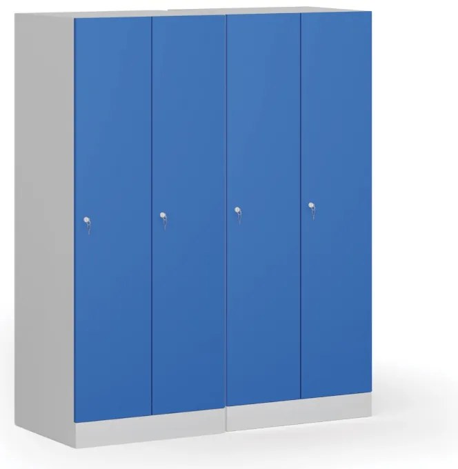 Šatníková skrinka znížená, 2 oddiely, 1500 x 600 x 500 mm, demont, cylindrický zámok, tmavosivé dvere