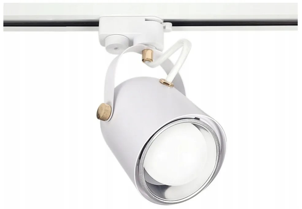 BERGE Reflektorová koľajnicová lampa IP20 pre žiarovku E27 - biela
