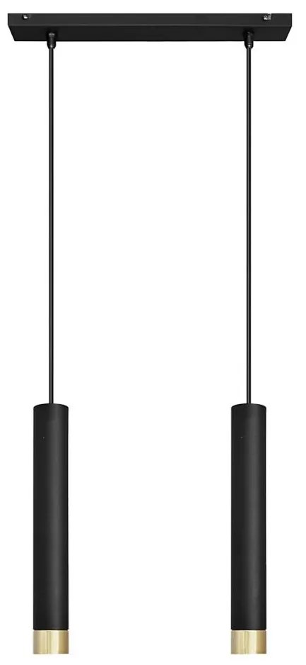 LED Luster na lanku TUBA 2xGU10/4,8W/230V čierna/zlatá