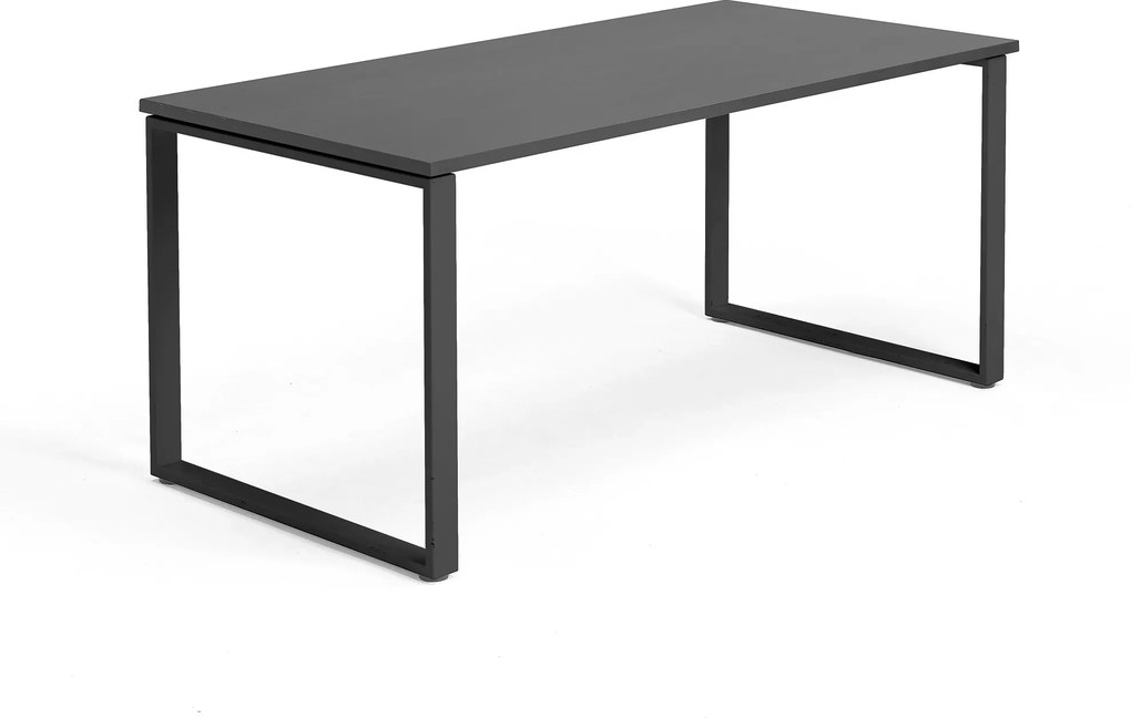Kancelársky pracovný stôl Modulus, O-rám, 1600x800 mm, čierna/čierna