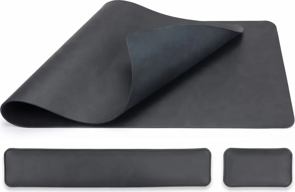 Podložka na stôl 80 × 40 cm s opierkami zápästia – 3-dielna sada - čierna