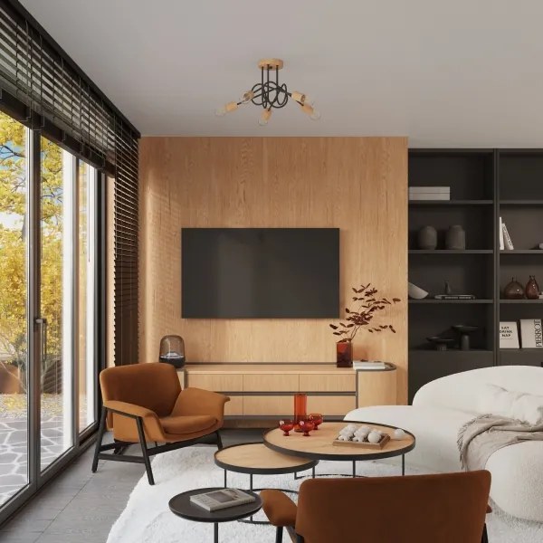 Sollux SL.1478 - Prisadený luster EMBER 5xE27/15W/230V čierna/béžová/buk