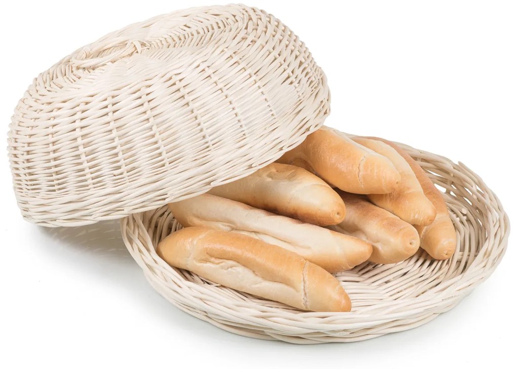 Chlebník prútený bielený okrúhly Musette V.priemer 33 x v. 13(cm)