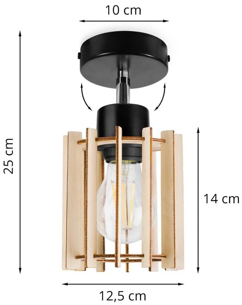 Bodové svietidlo Timber 7, 1x drevené tienidlo, kp