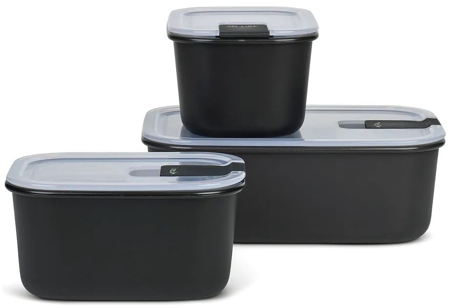 Potravinové škatuľky v súprave 3 ks Nordic black – Mepal