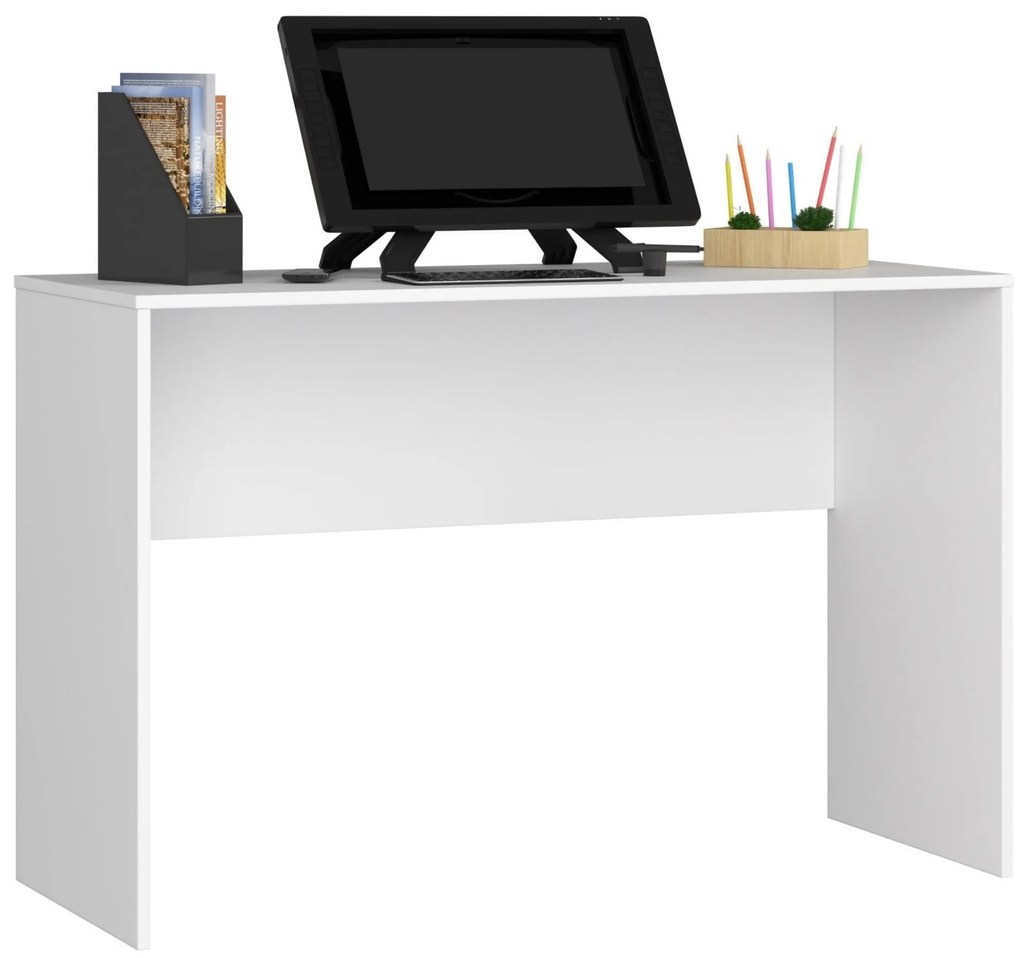 Rohový PC stolík Bahar  (biely lesk). Akcia -20%. Vlastná spoľahlivá doprava až k Vám domov. 1069552