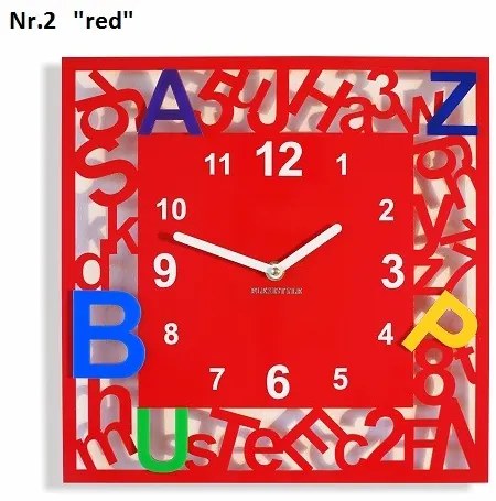 Štvorcové detské hodiny s písmenkami zelená