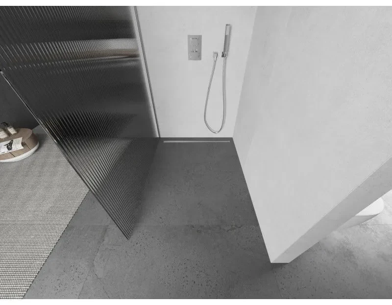 Mexen Kioto L, sprchová zástena Walk-In 120 x 200 cm, 8mm sklo s rebrovým vzorom, chrómový profil, 800-120-103-01-09