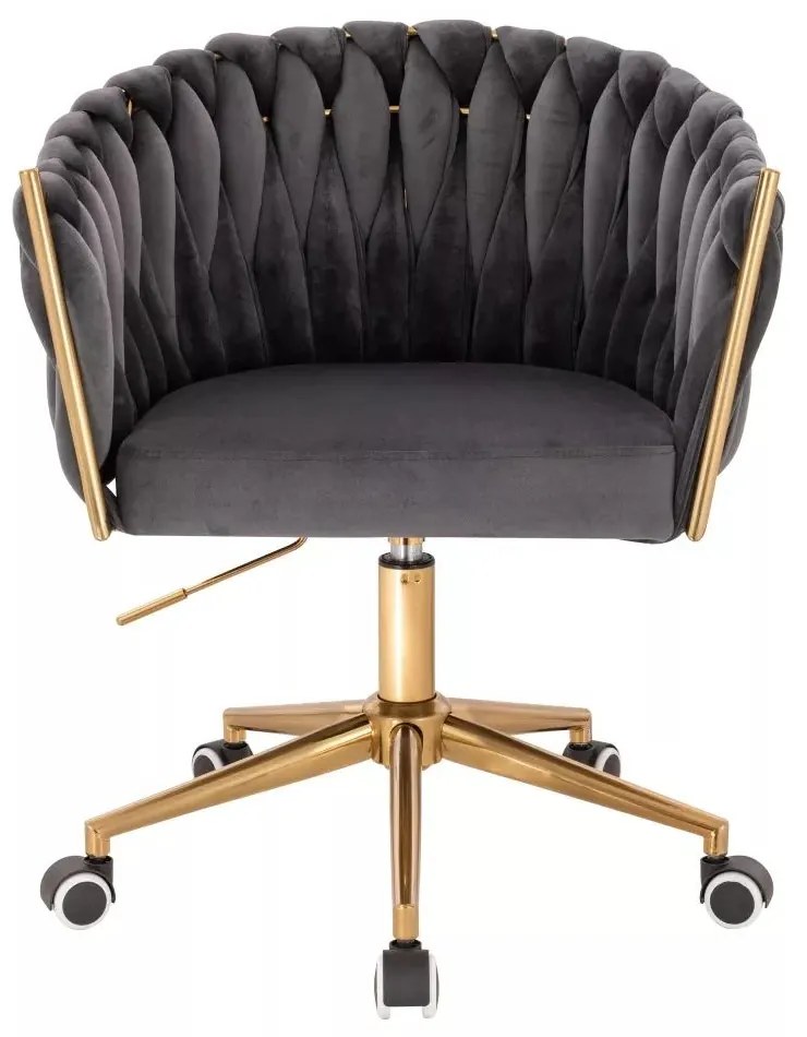 LuxuryForm DESIGN Kreslo NORDEN VELUR na zlatej podstave s kolieskami - tmavo šedé