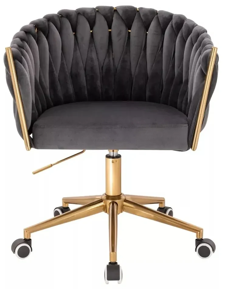 LuxuryForm DESIGN Kreslo NORDEN VELUR na zlatej podstave s kolieskami - tmavo šedé