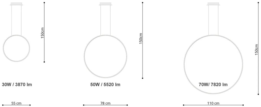 Závesné LED svietidlo Rio 110, 1x LED 70w, 3000k, b