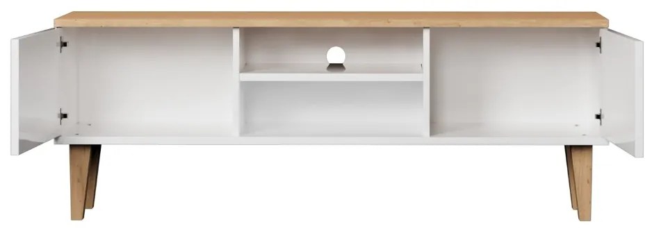 TV stolík DENVER 120 cm biely/dub hickory