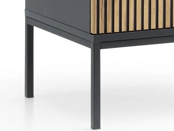 Nočný stolík Sento, čierna/dub wotan, s osvetlením