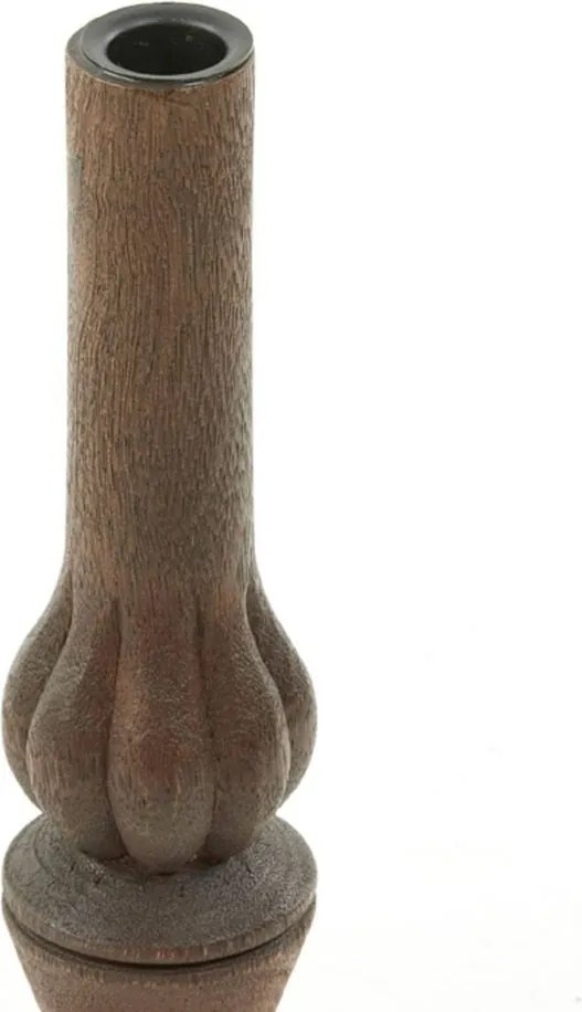Tmavo hnedý drevený svietnik na úzku sviečku Tavola - Ø 9*25 cm