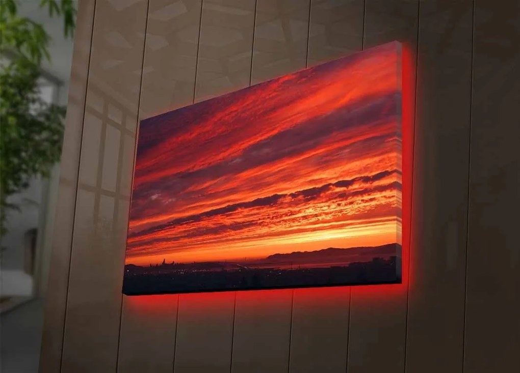 Obraz s LED osvetlením ZÁPAD U MORA 21 45 x 70 cm
