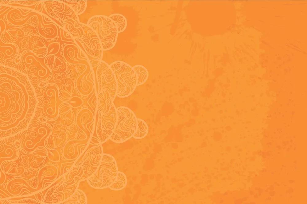 Tapeta oranžová Mandala s abstraktnými prvkami