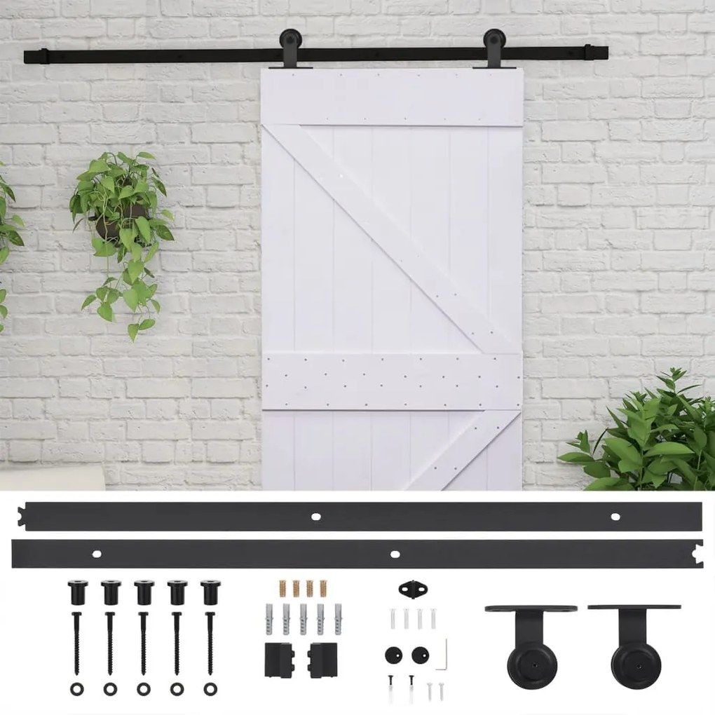 vidaXL Posuvné dvere s kovaním 100x210 cm borovicový masív biele